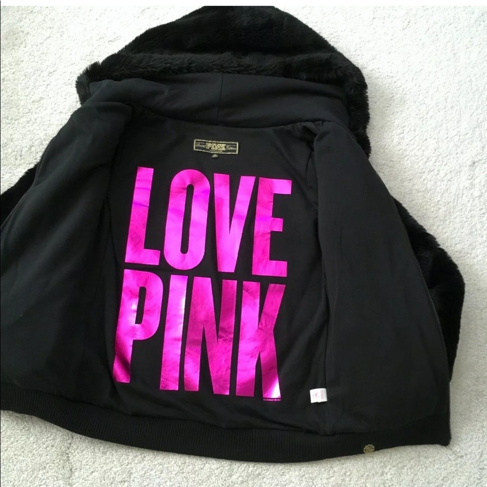 VS Pink Black Faux Fur Jacket limit edition